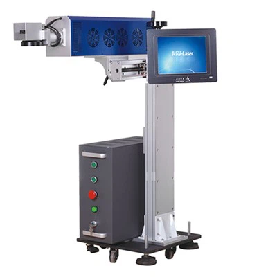 Máquina de marcação a laser de fibra voadora automática de 50 W para linha de produção